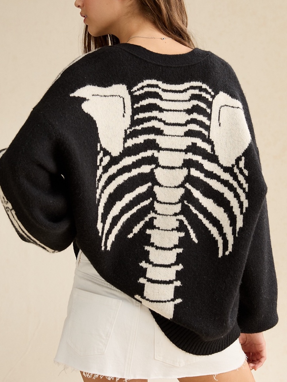 American eagle AE Whoa So Soft Skeleton Cardigan sweater Halloween L LARGE